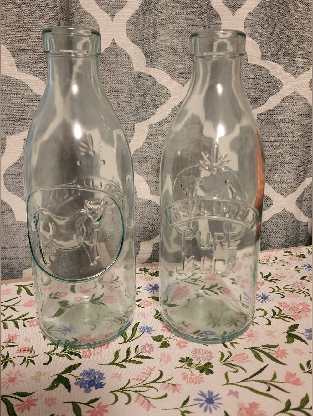 Clear Glass Milk Bottle Set - Vintage Style